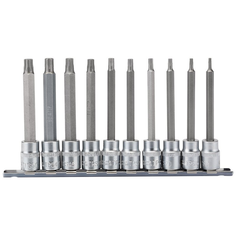Draper Torx Star Plus Socket Bit Set 3/8" Sq. Dr 100mm 10 Piece 16340