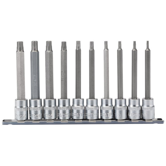 Draper Torx Star Plus Socket Bit Set 3/8" Sq. Dr 100mm 10 Piece 16340