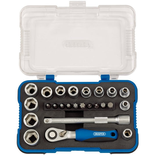 Draper Metric Socket Set 1/4"D 25 Piece Hexagon Standard Length 16354