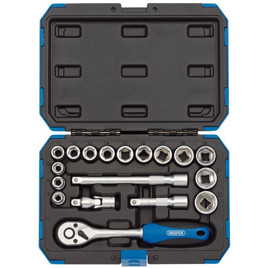Draper Metric Socket Set 3/8"D 18 Piece Hexagon Standard Length 16359