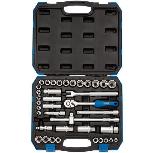 Draper Metric Imperial Socket Set 3/8"D 39p 6 Point Chrome Standard Length 16361
