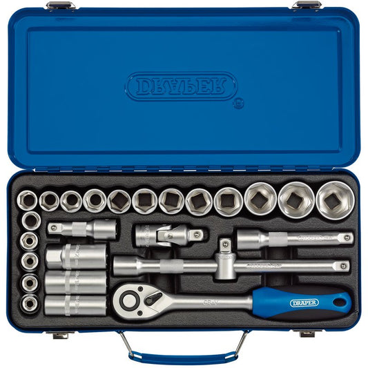 Draper Metric Socket Set 1/2"D Hexagon 26 Piece Standard Length 16368