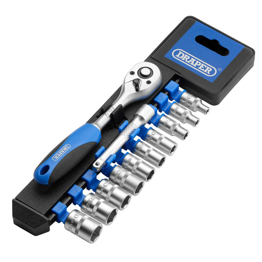 Draper Metric Socket and Ratchet Set 1/4"D 12pc 4 to 13mm 75mm Extension 16369