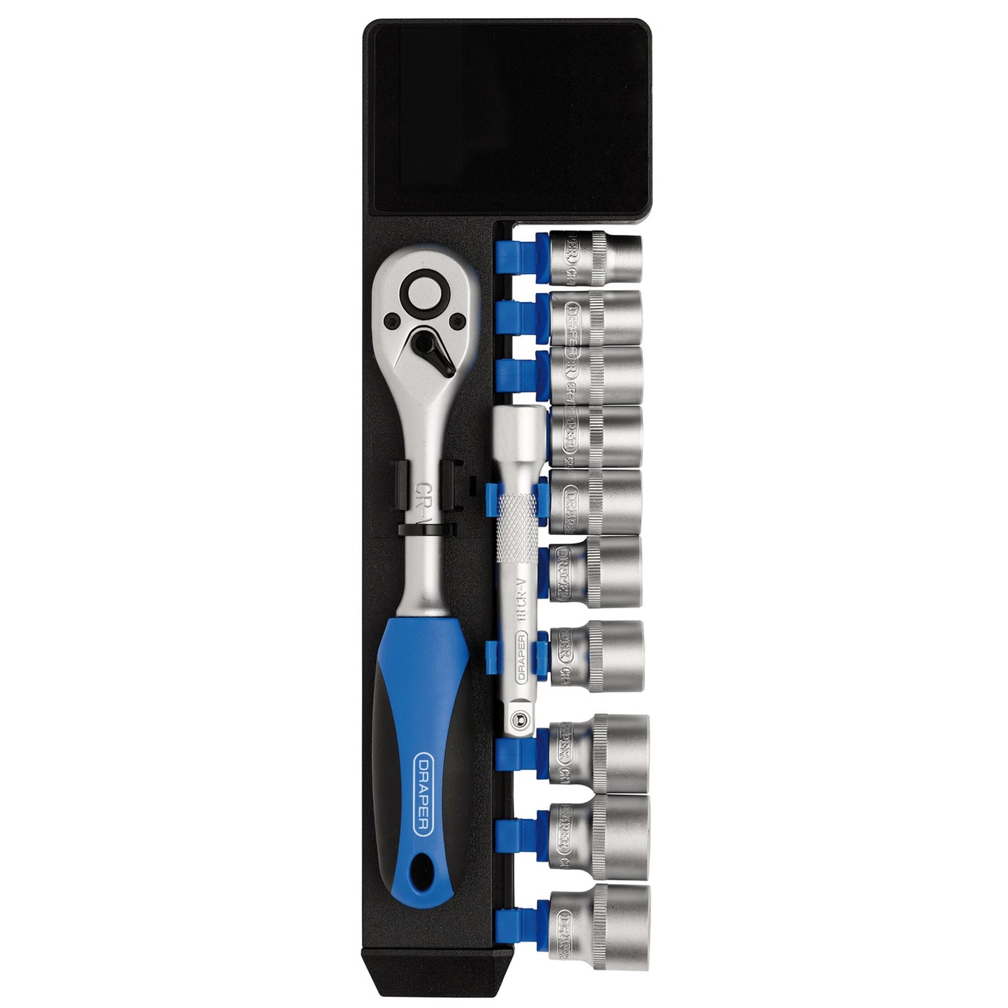 Draper Metric Socket & Ratchet Set 3/8"D 12pc 10 to 19mm & 125mm Extension 16371