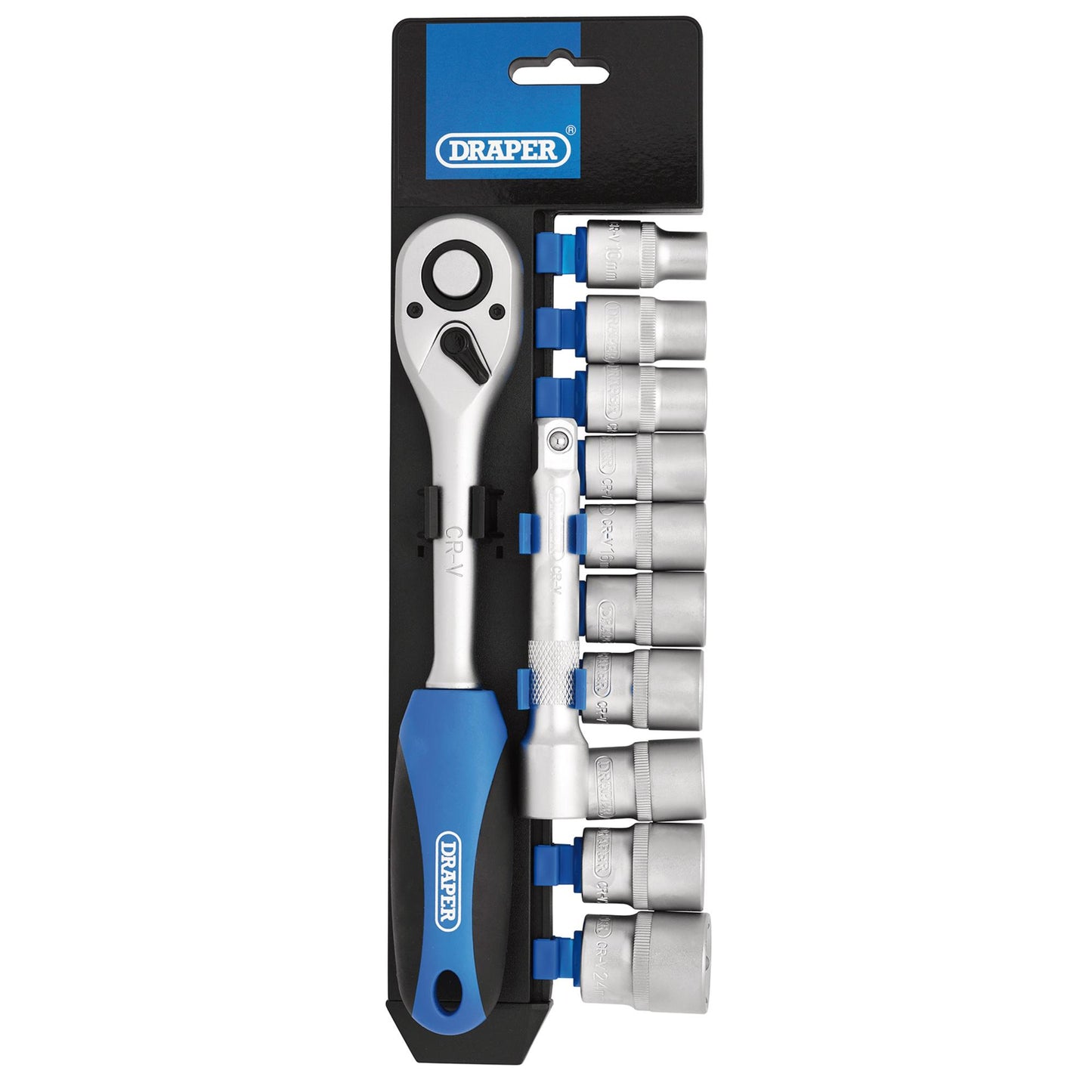 Draper Metric Socket & Ratchet Set 1/2"D 12pc 10 to 24mm & 125mm Extension 16374