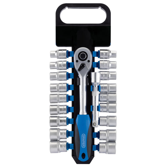 Draper Combined Metric Imperial Socket and Ratchet Set 1/2"D 20 Piece 16376