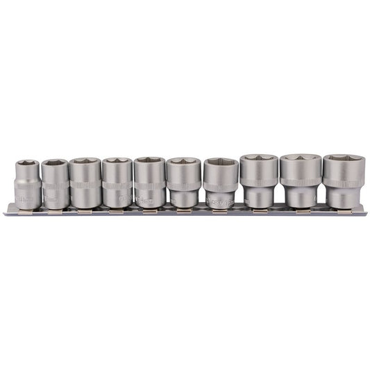 Draper Metric Socket Set on Metal Rail 3/8"D 10 Piece 10 to 19mm 6 Point 16400
