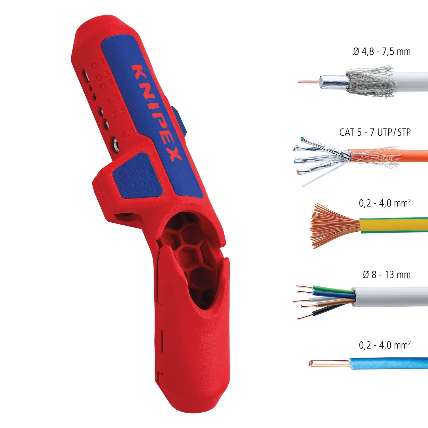 Knipex ErgoStrip Universal Stripping Tool Right Handed Pistol Design 16 95 01 SB