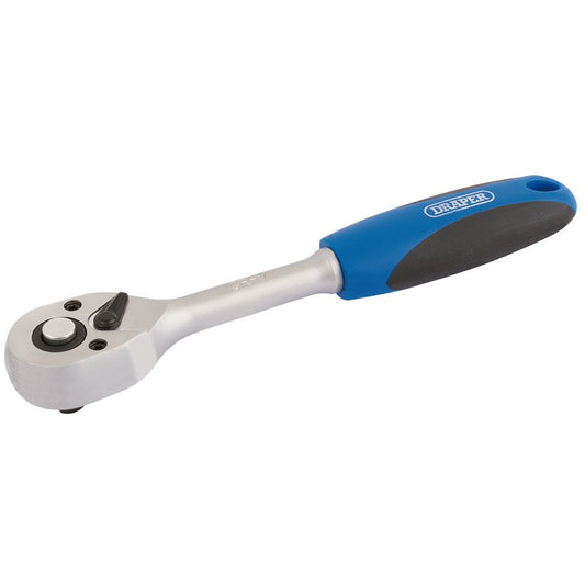 Draper 1/4"D 72 Tooth Reversible Soft Grip Ratchet Quick Release 16427