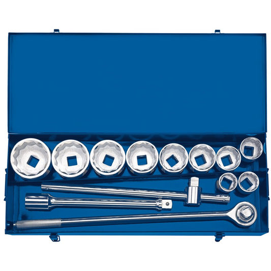 Draper Metric Bi-hexagon Socket Set in Metal case 1"D 13 Piece Standard 16441