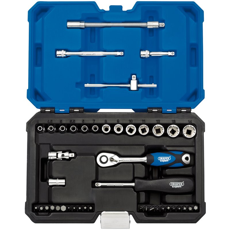 Draper Multi Drive Metric Socket Set 1/4"D 43 Piece Standard Length 16479