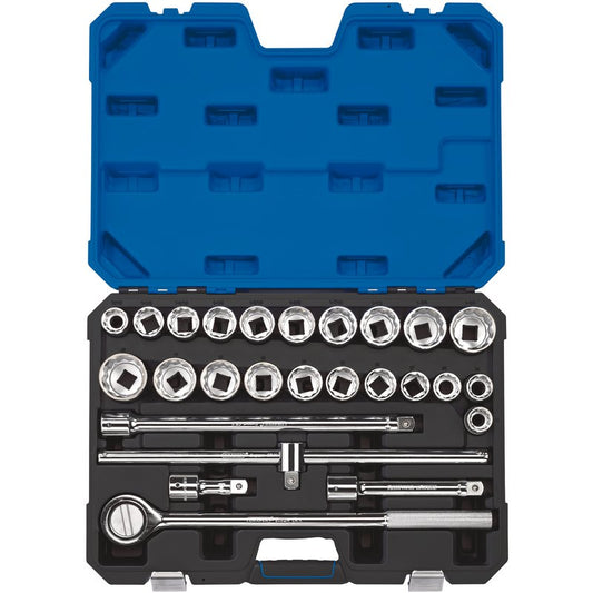 Draper Combined MM/AF Socket Set 3/4"D 26 Piece 12 Point Chrome 16484