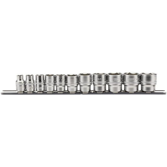 Draper 3/8"D Imperial Socket Set on a Metal Rail 11 Piece 6 point Standard 16493