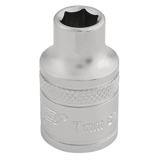 Draper 6 Point Metric Socket 3/8"D 7mm Standard Length Satin Chrome 16532