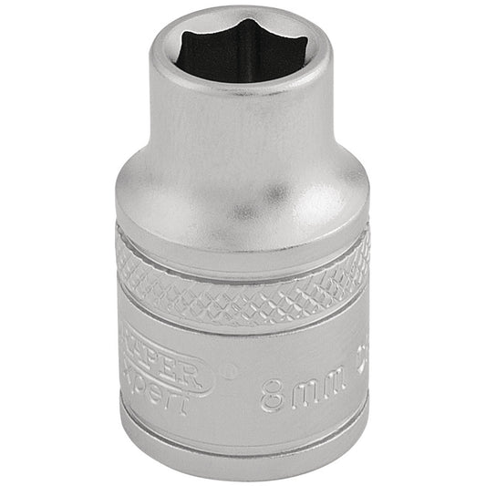 Draper 6 Point Metric Socket 3/8"D 8mm Satin Finish Knurled Ring 16533