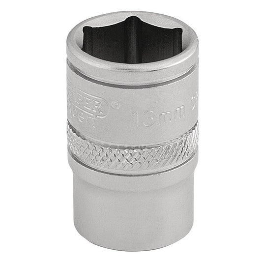 Draper 6 Point Metric Socket 3/8"D 13mm Standard Length Satin Chrome 16539
