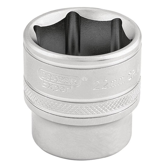 Draper 6 Point Metric Socket 3/8"D 22mm Standard Length Satin Chrome 16547