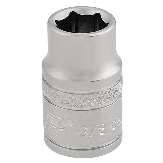 Draper 6 Point Imperial Socket 3/8" Sq Dr 3/8" Knurled Ring Chrome 16550