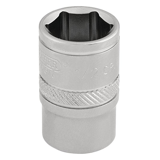 Draper 6 Point Imperial Socket 3/8" Sq Dr 1/2" Knurled Ring Chrome 16552
