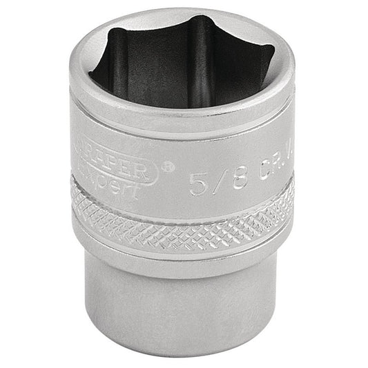 Draper 6 Point Imperial Socket 3/8" Sq Dr 5/8" Knurled Ring Chrome 16572