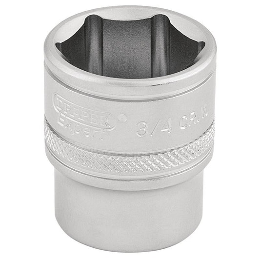Draper 6 Point Imperial Socket 3/8" Sq Dr 3/4" Knurled Ring Chrome 16574