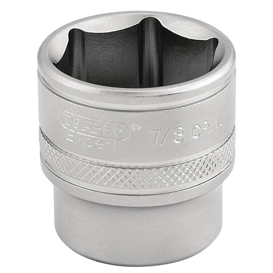 Draper 6 Point Imperial Socket 3/8" Sq Dr 7/8" Knurled Ring Chrome 16576