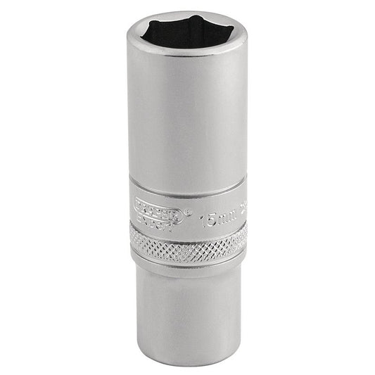 Draper 15mm 6 Point Metric Deep Socket 3/8" Sq Dr Satin Chrome 16583