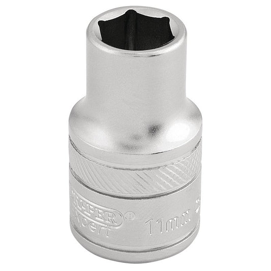 Draper 11mm 1/2"D 6 Point Metric Socket Standard Length Chrome 16600