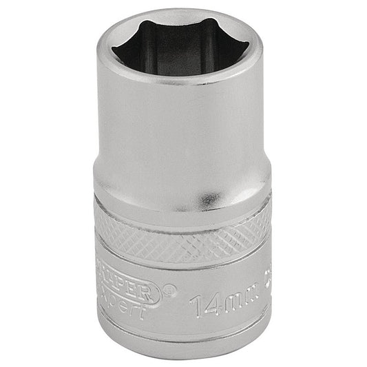 Draper 14mm 1/2"D 6 Point Metric Socket Standard Length Chrome 16604