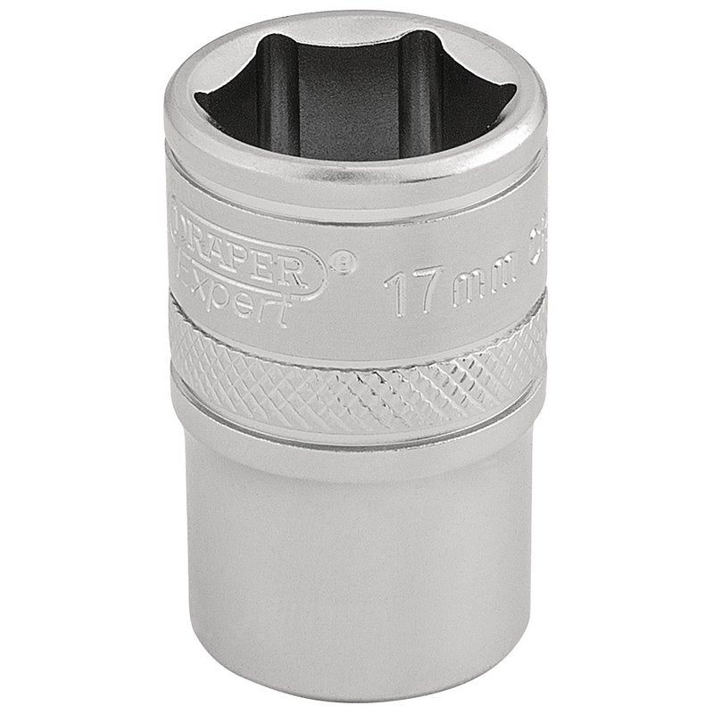 Draper 17mm 1/2"D 6 Point Metric Socket Standard Length Chrome 16607