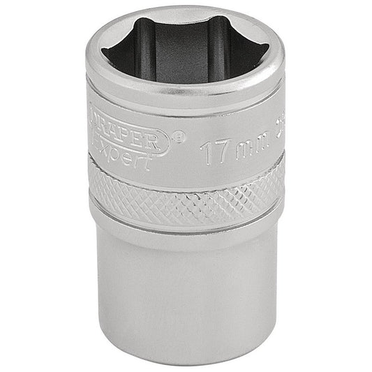 Draper 17mm 1/2"D 6 Point Metric Socket Standard Length Chrome 16607