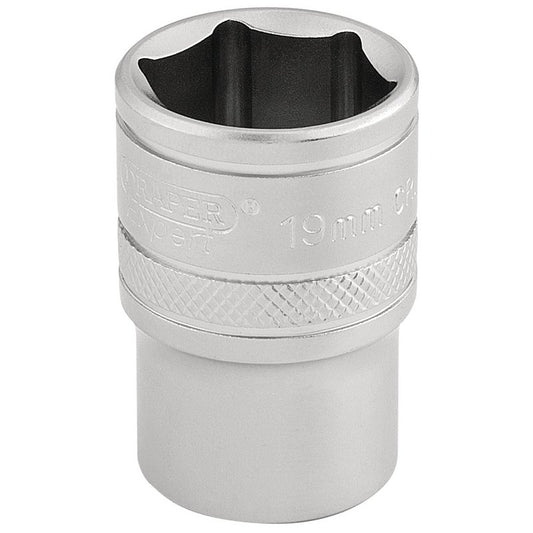 Draper 19mm 1/2"D 6 Point Metric Socket Standard Length Chrome 16609