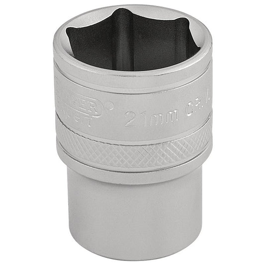 Draper 21mm 1/2"D 6 Point Metric Socket Standard Length Chrome 16612