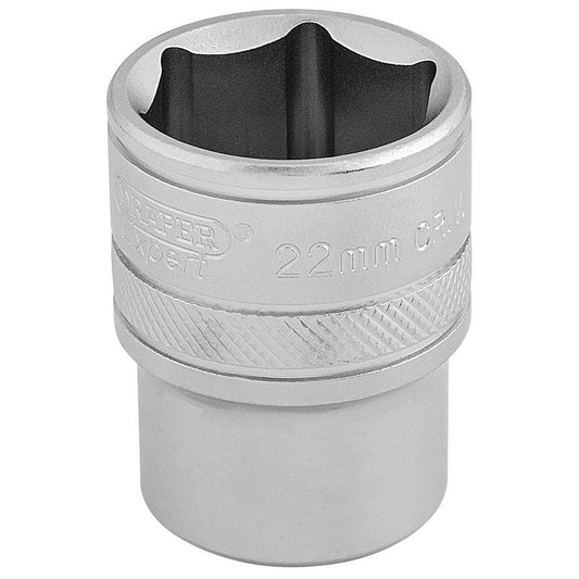 Draper 22mm 1/2"D 6 Point Metric Socket Standard Length Chrome 16613