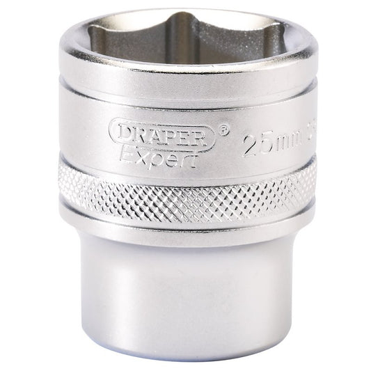Draper 25mm 1/2"D 6 Point Metric Socket Standard Length Chrome 16616