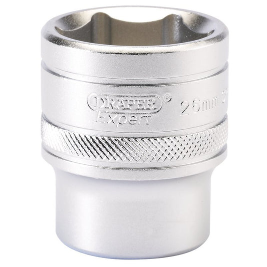 Draper 26mm 1/2"D 6 Point Metric Socket Standard Length Chrome 16617