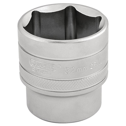 Draper 32mm 1/2"D 6 Point Metric Socket Standard Length Chrome 16622