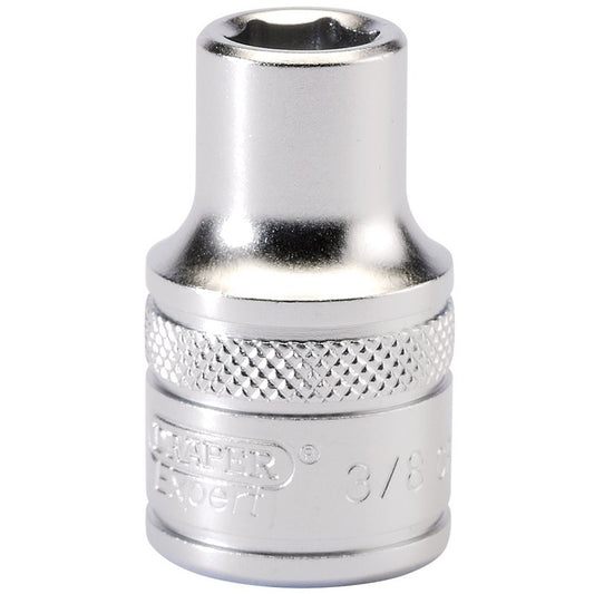 Draper 6 Point Imperial Socket 1/2" Sq Dr 3/8" Knurled Ring Chrome 16624