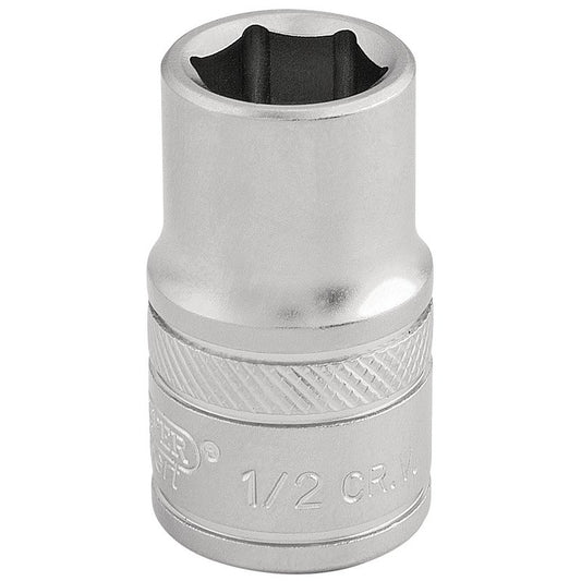 Draper 6 Point Imperial Socket 1/2" Sq Dr 1/2" Knurled Ring Chrome 16626