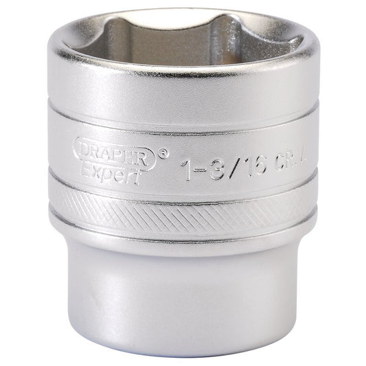 Draper 6 Point Imperial Socket 1/2" Sq Dr 1.3/16" Knurled Ring Chrome 16638