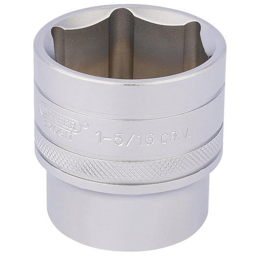 Draper 6 Point Imperial Socket 1/2" Sq Dr 1.5/16" Knurled Ring Chrome 16640