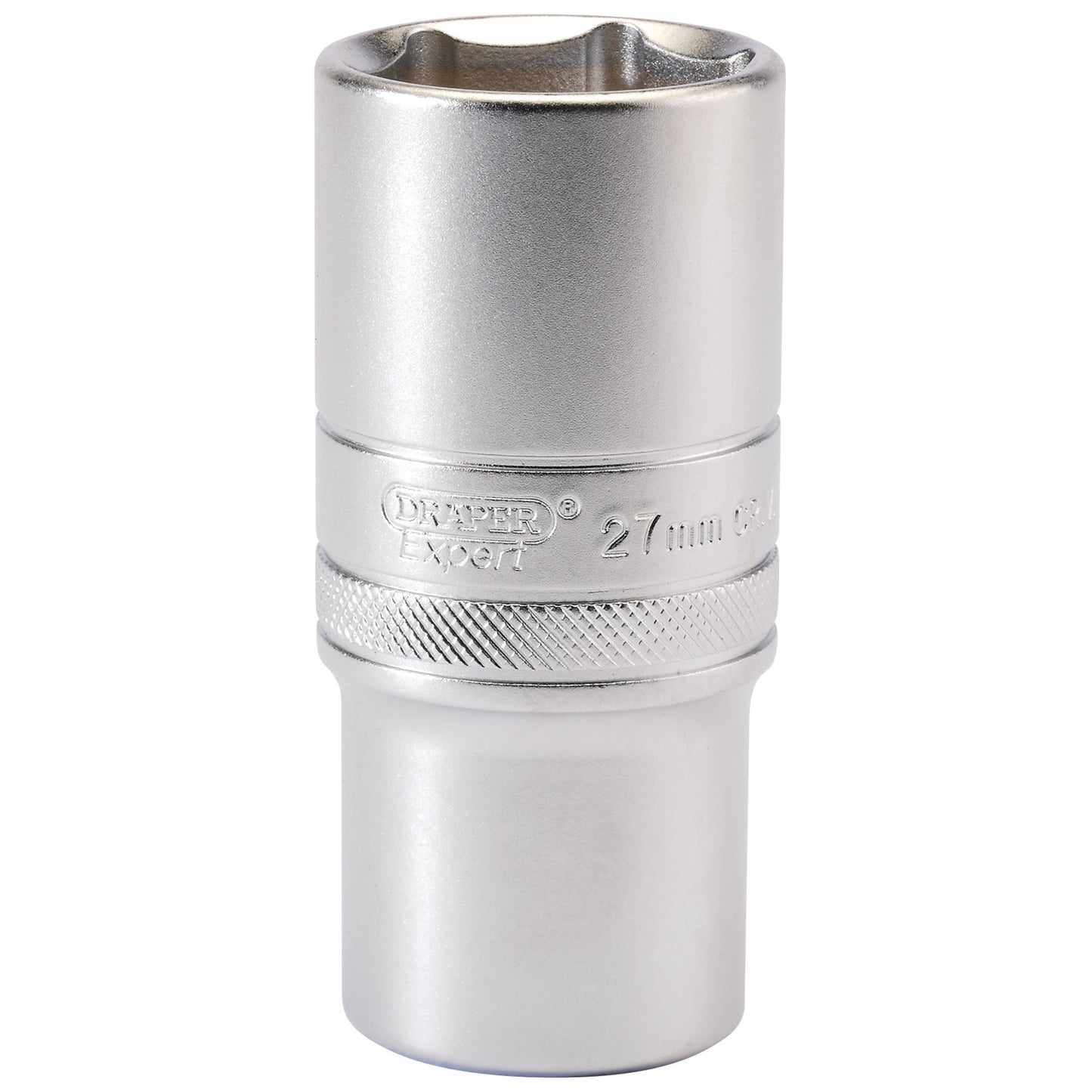 Draper 27mm 6 Point Metric Deep Socket 1/2"D Chrome Satin Finish 16657
