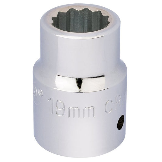 Draper 19mm 3/4" 12 Point Chrome Socket Standard Length 16690