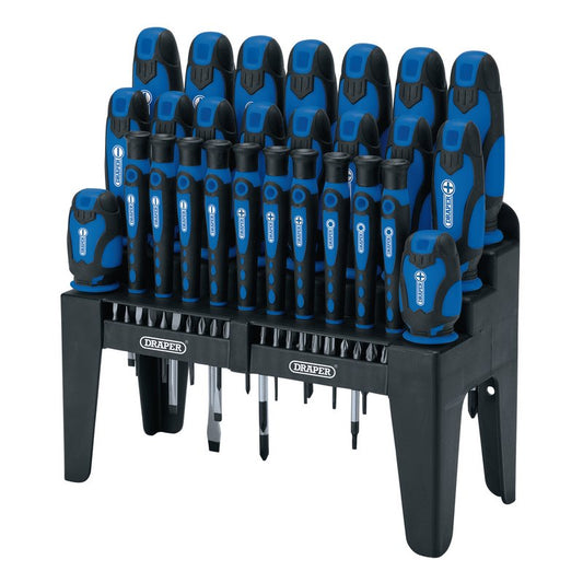 Draper Soft Grip Screwdriver and Bit Set Blue 47 Piece With storage stand 16736