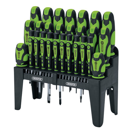 Draper Soft Grip Screwdriver and Bit Set Green 47 Piece With storage stand 16760