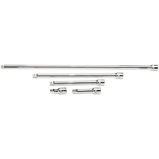 Draper Extension Bar Set 3/8"D Polished Chrome 5 Piece Knurled Ring 16767