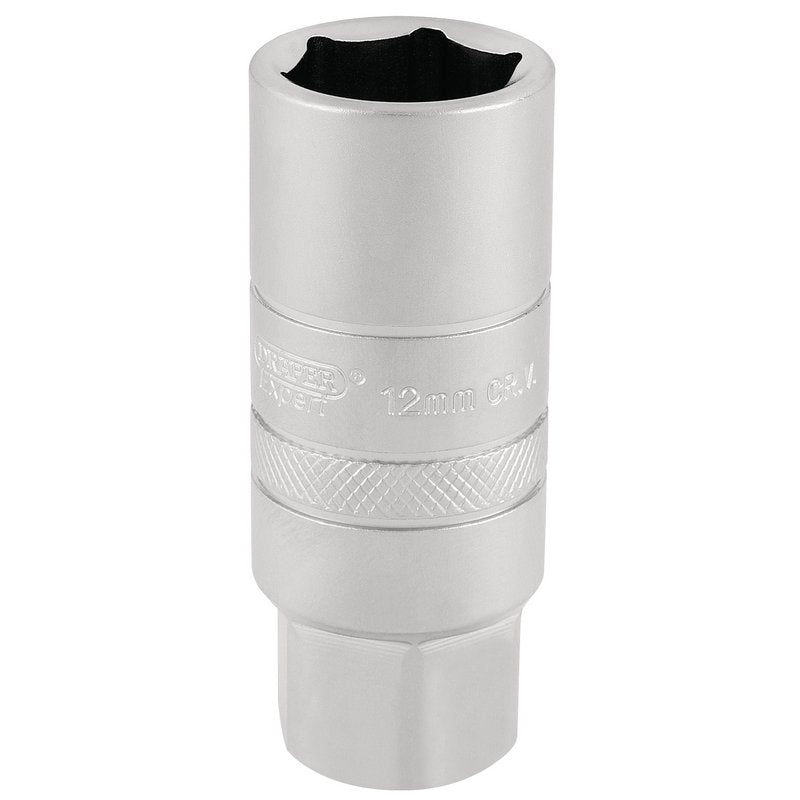 Draper 12mm Thread 6 Point Satin Chrome Spark Plug Socket 3/8"D 18mm 16776