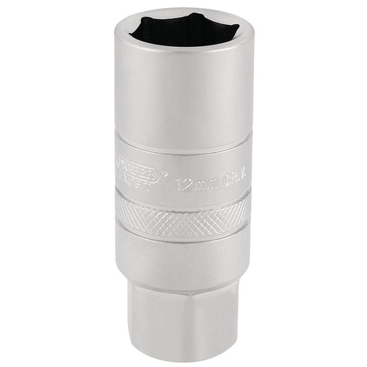 Draper 12mm Thread 6 Point Satin Chrome Spark Plug Socket 3/8"D 18mm 16776