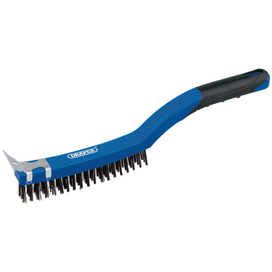 Draper 3 Row Carbon Steel Wire Scratch Brush with Scraper 350mm 17179