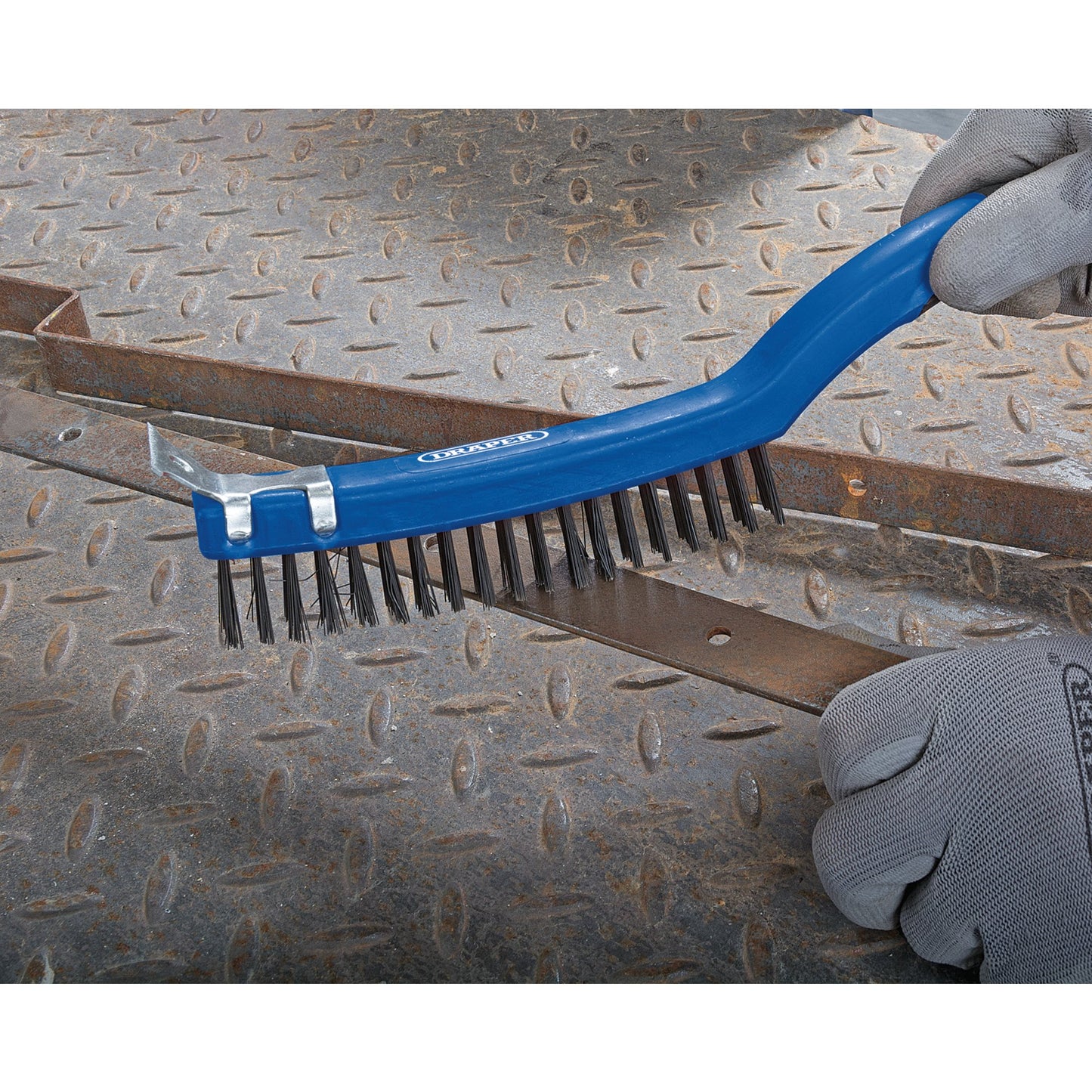 Draper 3 Row Carbon Steel Wire Scratch Brush with Scraper 350mm 17179
